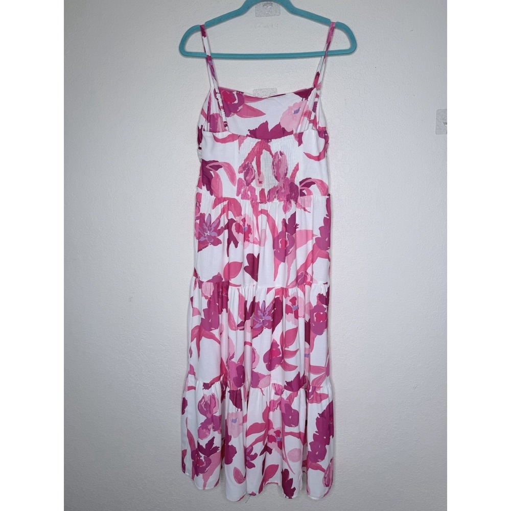 Petal + Pup Monica Floral Fit & Flared Tiered Maxi Dress Womens M Pink Garden - Picture 4 of 12
